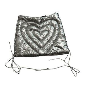 Amor Mia Quilted Heart Mini Skirt in Metallic Silver
